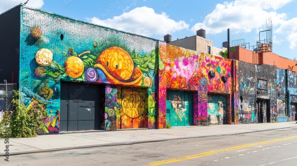 NEW YORK - JUNE 6, 2015: Mural art at East Williamsburg in Brooklyn ...
