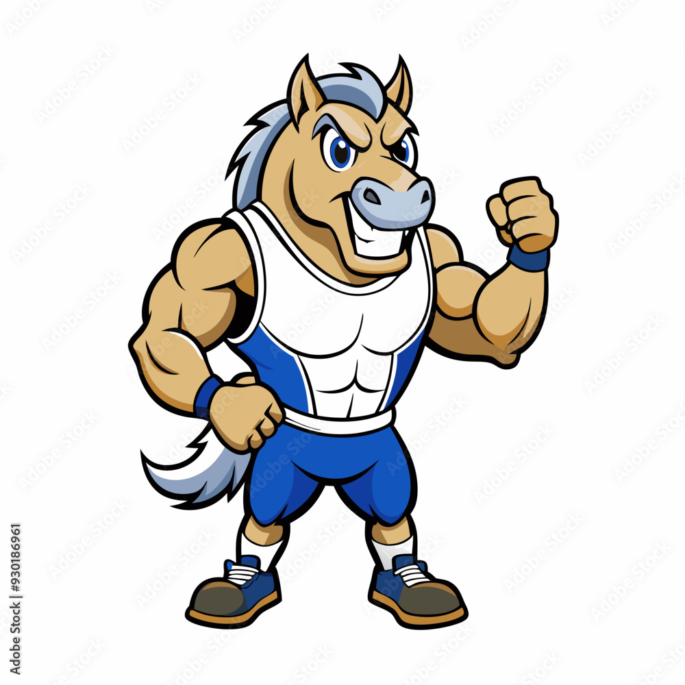 Obraz premium A ferocious angry horse athlete posing art vector illustration