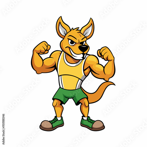 A ferocious angry kangaroo athlete posing art vector illustration