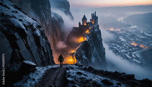 Castle City Roams in Foggy Winter: The Adventurer's Globetrot Engulfed in Landslide photo