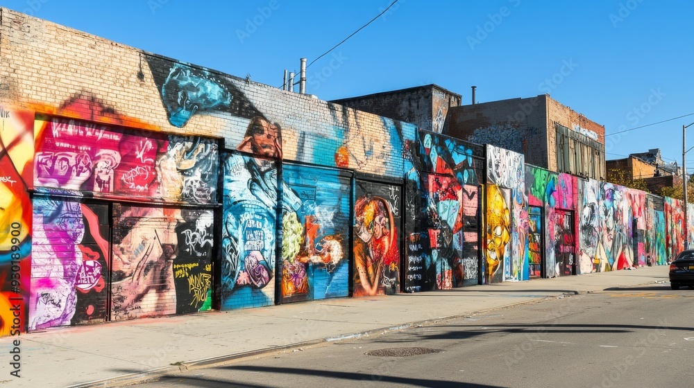 Obraz premium NEW YORK CITY - OCTOBER 10, 2015: mural art in Bushwick, Brooklyn. Bushwick is one of NYCs major street art hubs, with an outdoor art gallery known as the Bushwick Collective