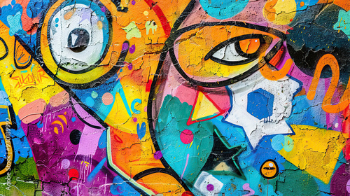 Abstract vibrant graffiti wall urban street art colorful creative modern mural design
