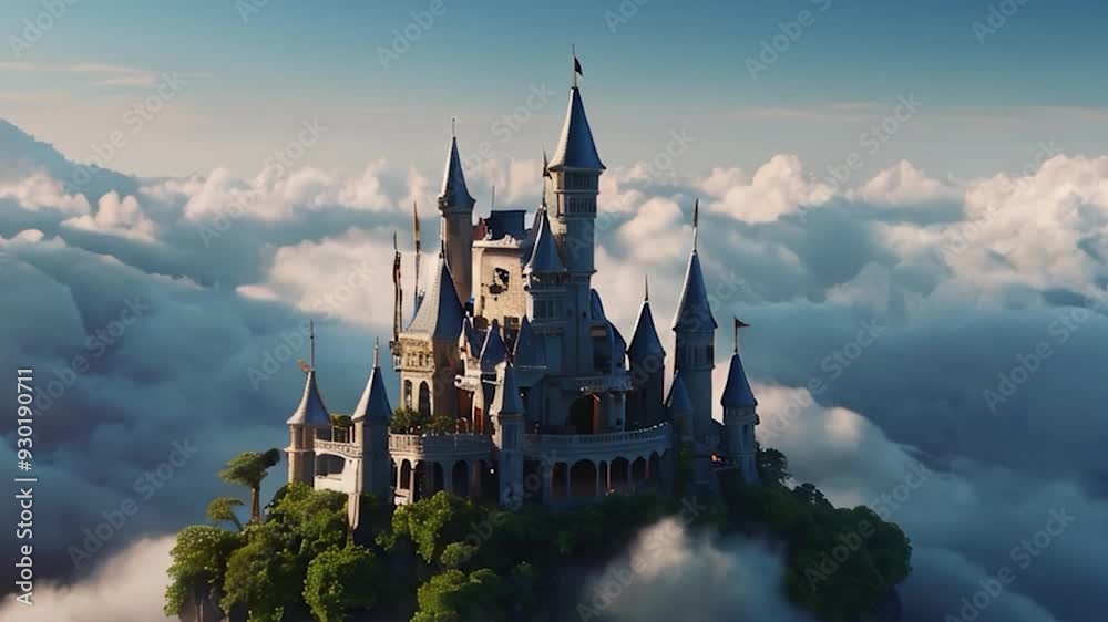 Enchanted Castle Perched on a Mountaintop Above the Clouds Enchanted Castle Perched on a Mountaintop Above the Clouds