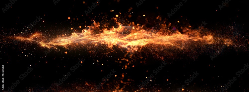 Fiery Sparkles and Flames in a Dark Background with Glowing Embers Fiery Sparkles and Flames in a Dark Background with Glowing Embers