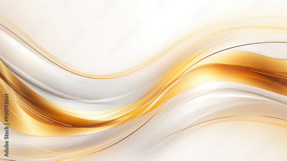 Obraz premium Free plain white background with gold wave
