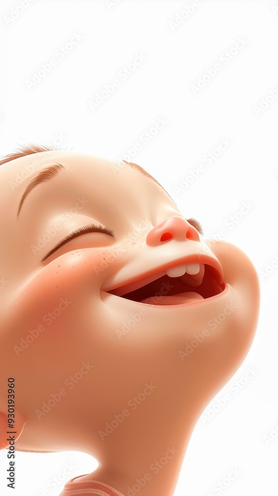 A joyful baby with a beaming smile radiating happiness, set against a soft white background A joyful baby with a beaming smile radiating happiness, set against a soft white background