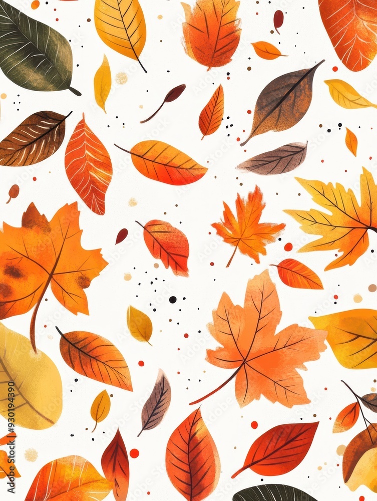 background print of painted autumn leaves, mockup. autumn time background background print of painted autumn leaves, mockup. autumn time background