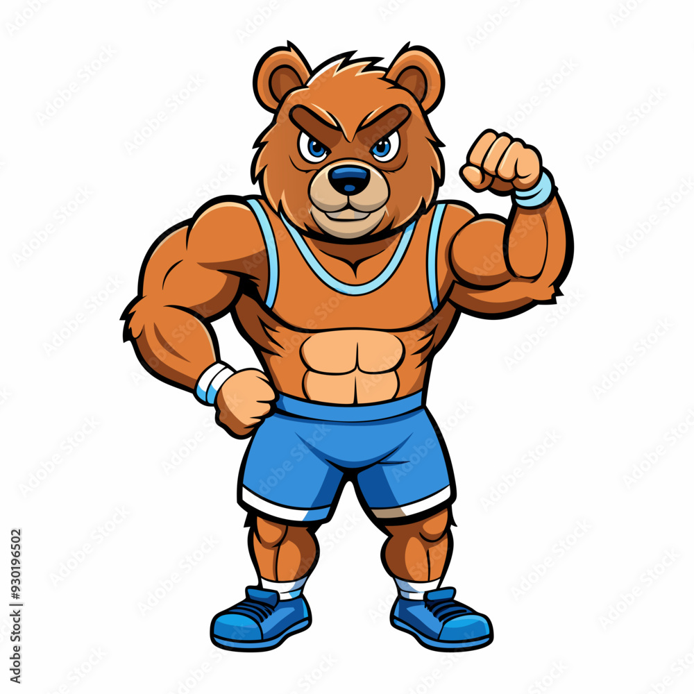 A ferocious bear athlete posing art vector illustration