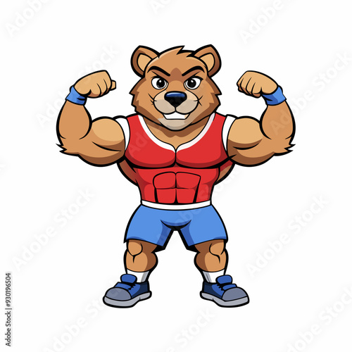 A ferocious bear athlete posing art vector illustration