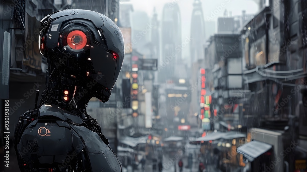 Fototapeta premium ダークグレーのサイバーロボット