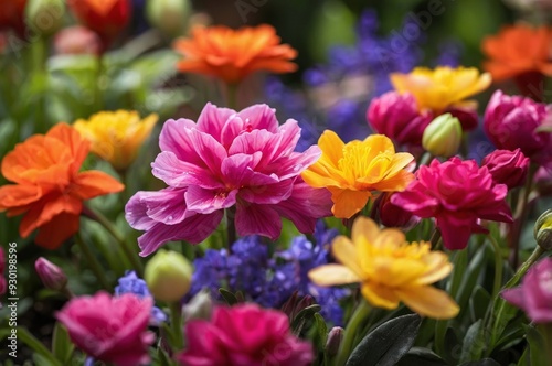 Vibrant spring flowers in full bloom