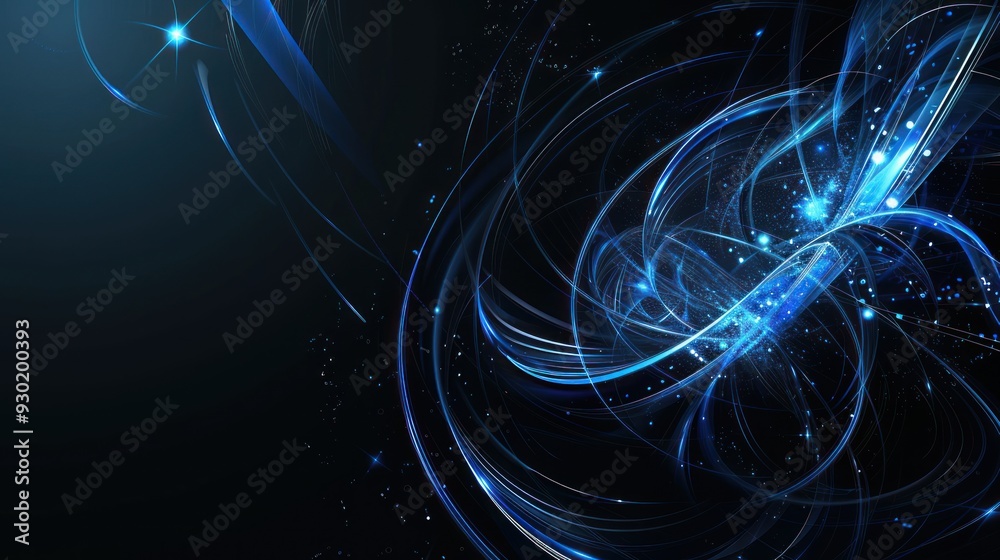 Abstract Blue Swirling Lights and Sparkle