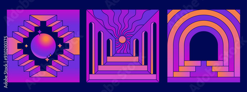 Vector retro futuristic neo grunge elements for print and graphic designs, abstract shapes y2k, figures, wireframe, flames, tattoo gothic style, stickers, stars, hearts and logo templates