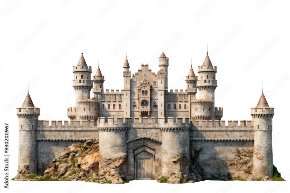 Obraz premium Castle architecture building white background.