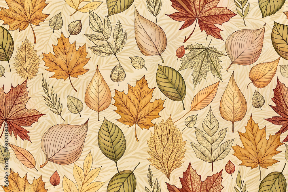 Seamless autumn leaves pattern, perfect for textiles and decoration. Autumn seamless pattern with fall leaves, plants, and branches. Seasonal colors. Perfect for wallpaper, gift paper, textiles, and g Seamless autumn leaves pattern, perfect for textiles and decoration. Autumn seamless pattern with fall leaves, plants, and branches. Seasonal colors. Perfect for wallpaper, gift paper, textiles, and g