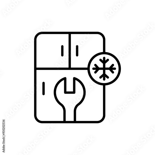 Fridge repair outline icons, minimalist vector illustration ,simple transparent graphic element .Isolated on white background