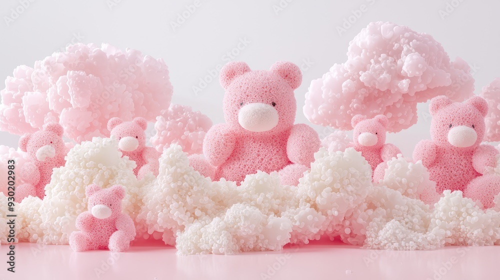 Enchanting Candyland Landscape with Marshmallow Clouds and Gummy Bear Forests,Generative AI