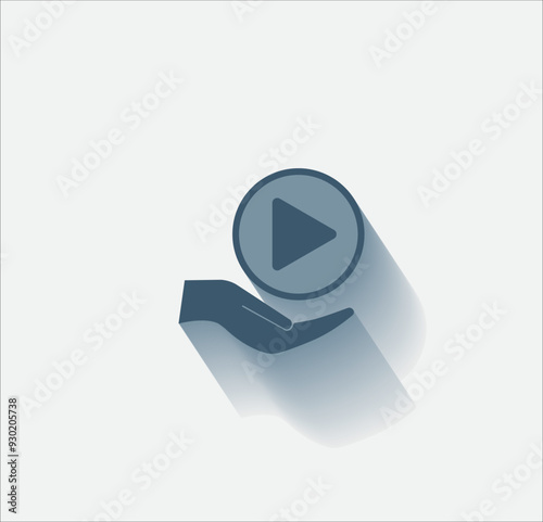 Vector dark color icon with shadow on light background