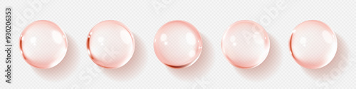 Hyaluronic acid  bubbles. Collagen clear drops. Cosmetic serum. Skincare product. Vector illustration