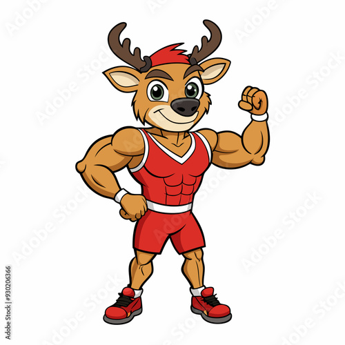 A ferocious deer athlete posing art vector illustration