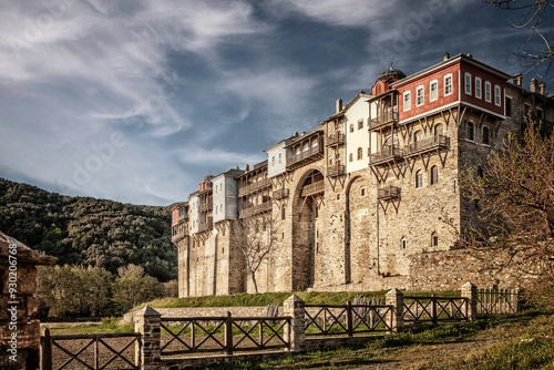 фотографія Iviron medieval monastery building details on Holy Mount Athos, Chalkidiki, Gree