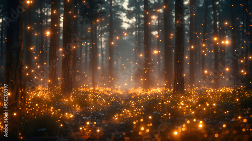  Enchanted Forest with Fireflies Dancing in the Background