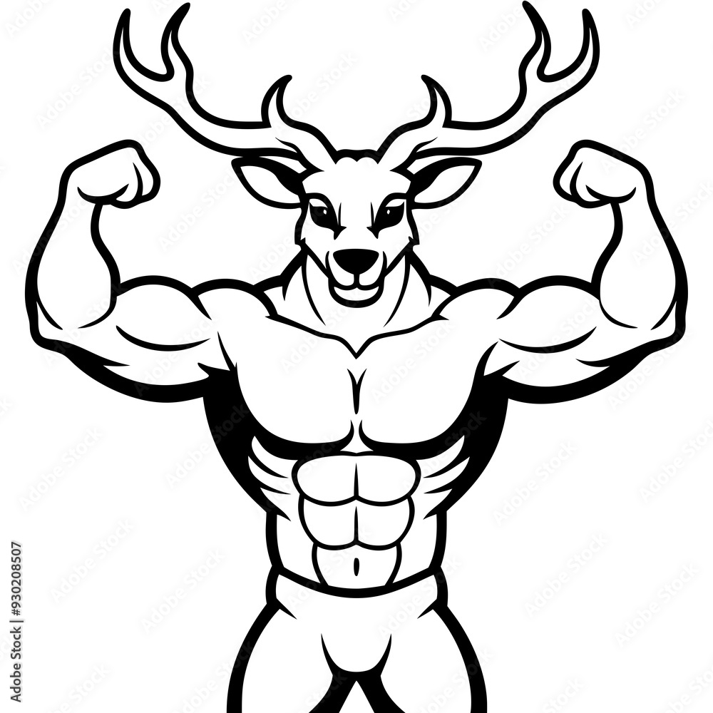 custom made wallpaper toronto digitalA ferocious deer athlete posing line art vector illustration