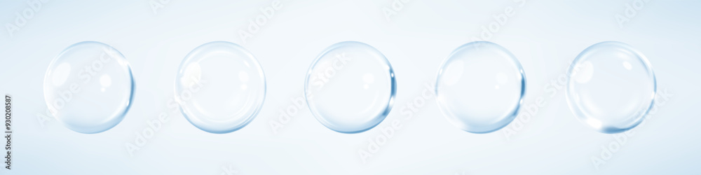 Collagen serum or essence drops on blue background. Collagen serum bubbles. Cosmetic essence. Concept skincare cosmetics solution. Vector 3d illustration Collagen serum or essence drops on blue background. Collagen serum bubbles. Cosmetic essence. Concept skincare cosmetics solution. Vector 3d illustration
