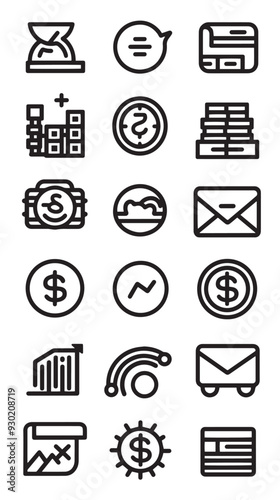 Cost reduction icons for web design line style cost reduction vector icons