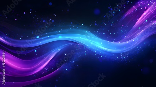 abstract background, dark blue and purple gradient with glowing teal shapes