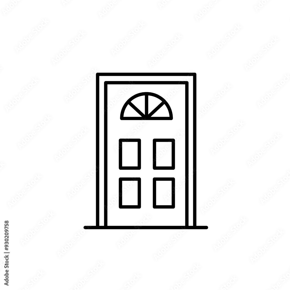 illustration of a door flat icon on isolated illustration of a door flat icon on isolated