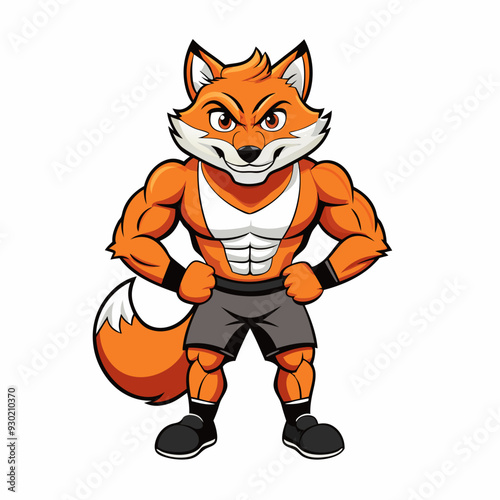 A ferocious fox athlete posing art vector illustration