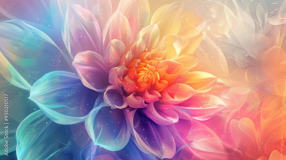 Dreamy Abstract Flower with Vibrant Hues Dreamy Abstract Flower with Vibrant Hues