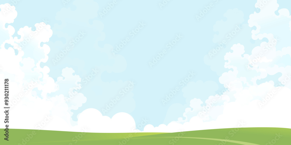 Sky,Cloudy Background,Spring Landscape with green field,Blue Sky for Easter Background,Horizon Summer Sky,Peaceful rural nature sunny day in,Vector illustration Cartoon flat design with copy space Sky,Cloudy Background,Spring Landscape with green field,Blue Sky for Easter Background,Horizon Summer Sky,Peaceful rural nature sunny day in,Vector illustration Cartoon flat design with copy space