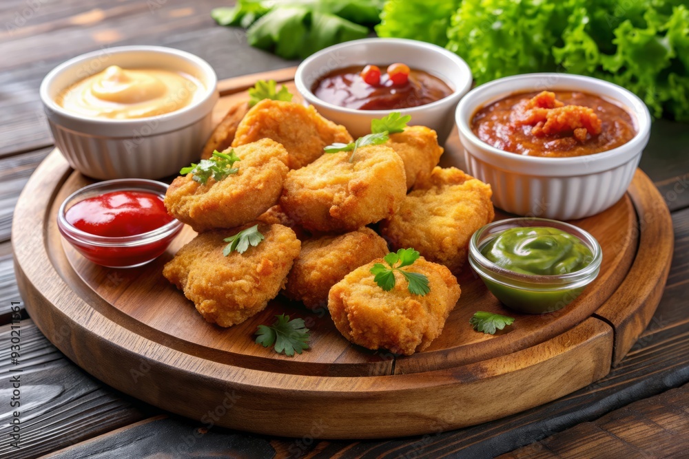 Chicken nuggets with dipping sauces Chicken nuggets with dipping sauces