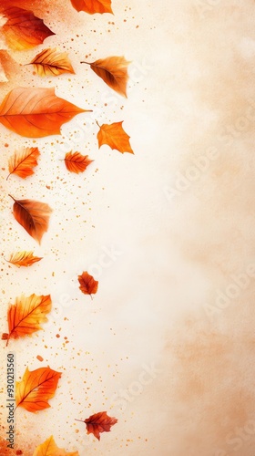 Autumn leaves falling against a background of warm, earthy tones, creating a cozy and nostalgic mood