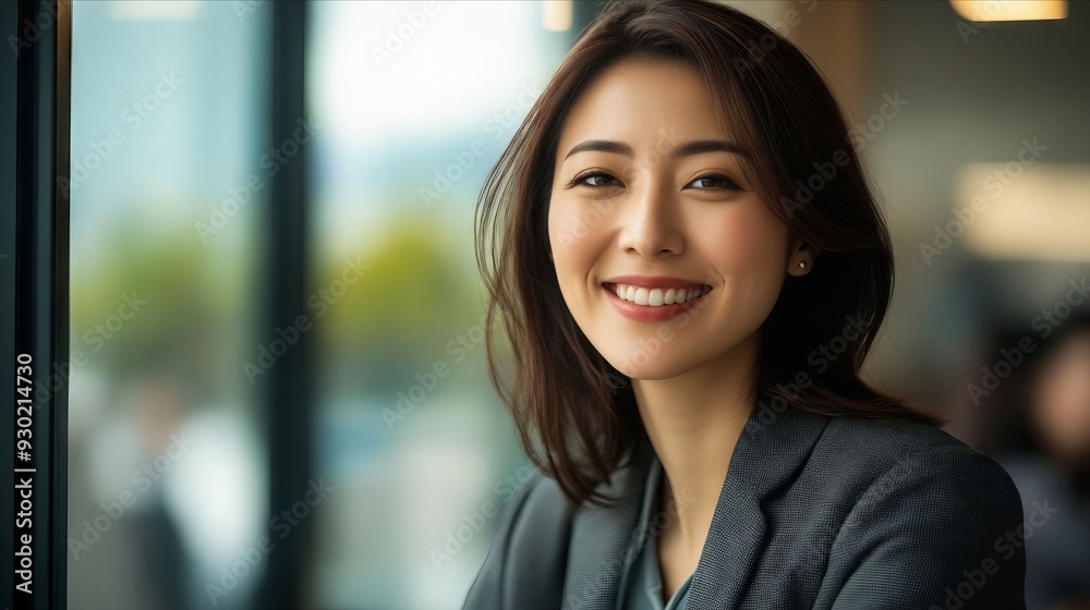 A woman in a business suit smiling at the camera A woman in a business suit smiling at the camera