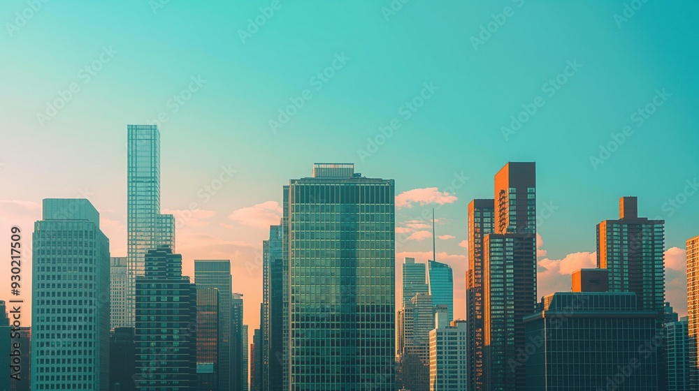 Fototapeta premium Urban Skyline at Sunset