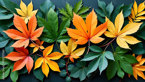 Beautiful Collection of Various Plant Leaves - Diverse Greenery, Leaf Types, and Natural Botanical Elements