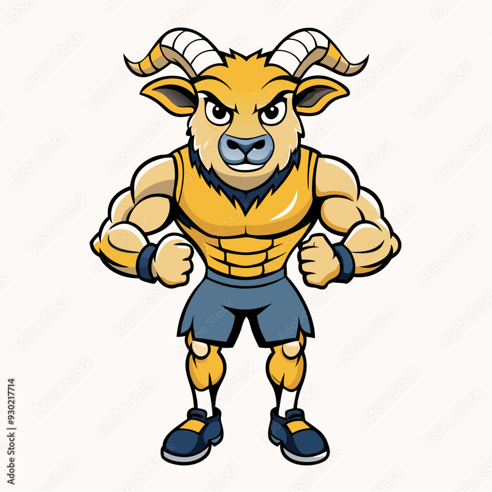 A ferocious goad athlete posing art vector illustration