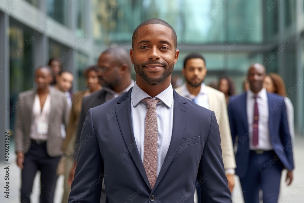 A young African business man walking blazer office. A young African business man walking blazer office.