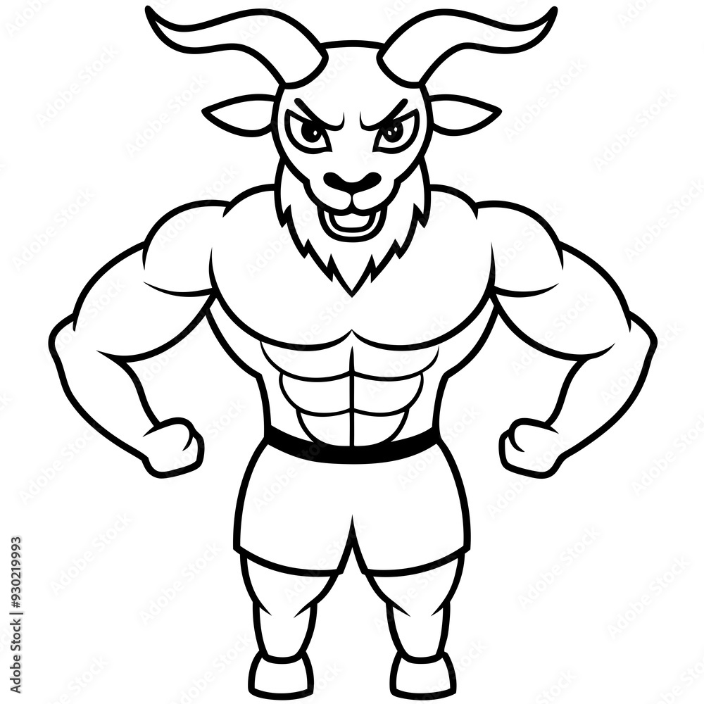 A ferocious goad athlete posing line art vector illustration A ferocious goad athlete posing line art vector illustration