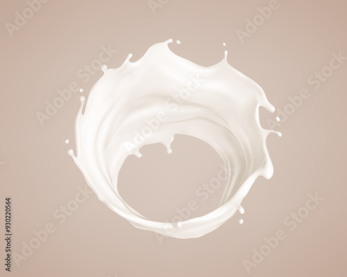 Twisted milk splash. Natural dairy product, yogurt or cream splash. Realistic vector illustration