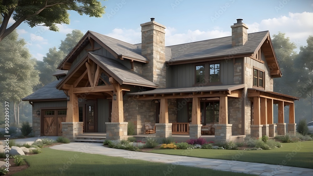 Luxurious European wooden house with a big lawn in front of the house, exterior design of old house with elegant front elevation design Luxurious European wooden house with a big lawn in front of the house, exterior design of old house with elegant front elevation design