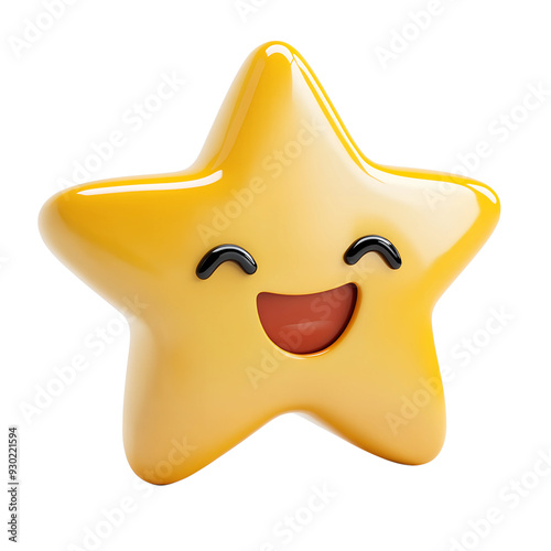Star-struck emoji isolated on transparent background,rendered as a 3D emoticon with starry eyes,smile 3D stylized vector icon, Love concept, smiling mouth, Generative AI