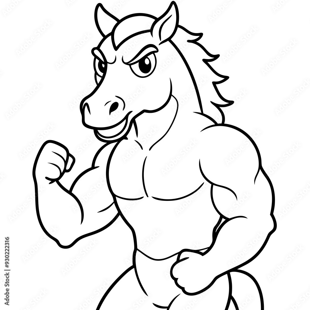 A ferocious horse athlete posing line art vector illustration A ferocious horse athlete posing line art vector illustration