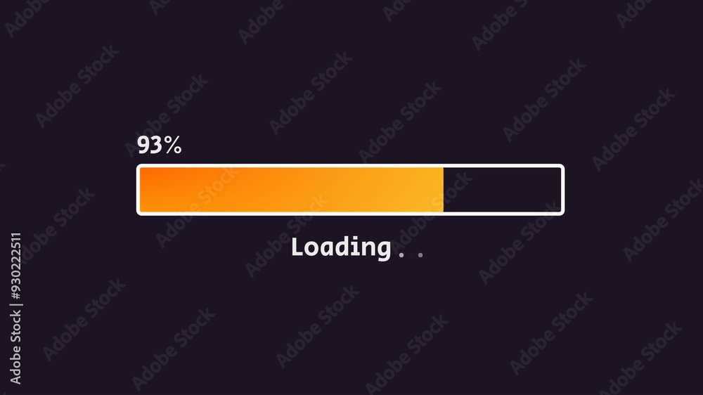 Loading bar downloading progress animation from 0 to 100 percentage of completion
