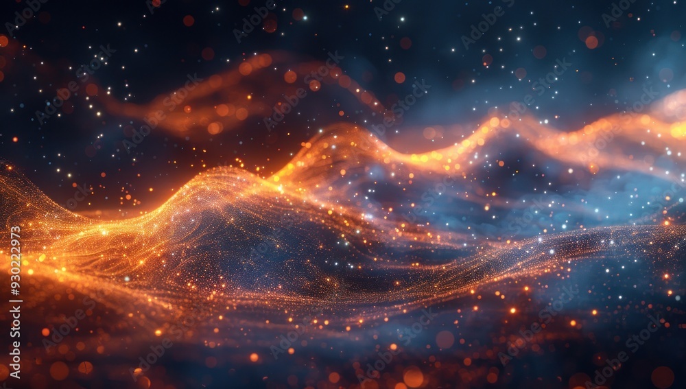 Abstract Cosmic Landscape with Glowing Particles Abstract Cosmic Landscape with Glowing Particles