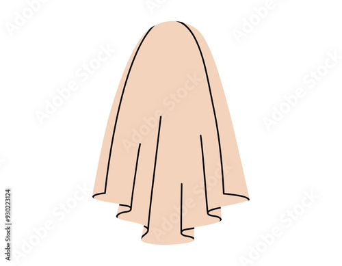 Hand drawn cute cartoon illustration of white wedding veil. Flat vector bridal ceremony cloth sticker doodle. Propose or marriage wear. Valentine's Day love concept icon. Vow and promise. Isolated.