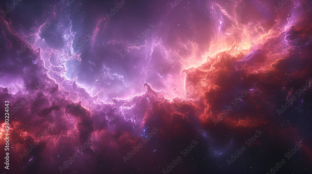 Fototapeta premium A vibrant nebula in space, showcasing a spectrum of colors swirling amidst the dark cosmic backdrop. 